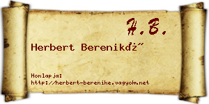 Herbert Bereniké névjegykártya